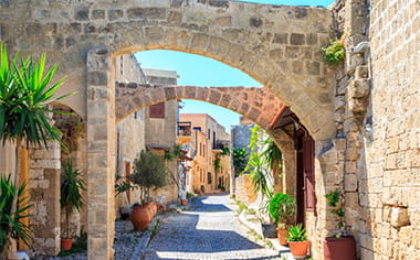 Historical streets of old town Rhodes